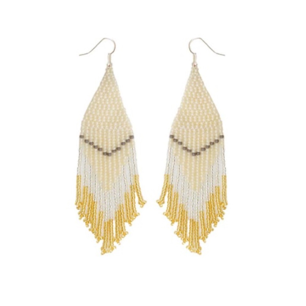 FOSTERIE Champagne Beaded Earrings - NEW WITH TAGS